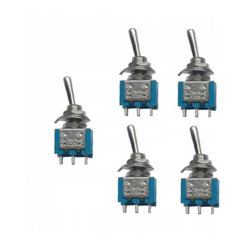 5pcs Blue Miniature Toggle Switches on / on Model