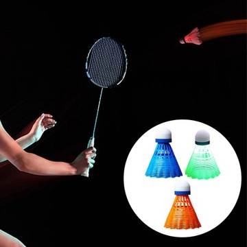 3 волана для бадминтона Birdies Great Blue Red Green со светодиодной подсветкой