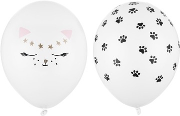 BALON BALONY BIAŁE RÓŻOWE CZARNE KOTEK 2 3 4 5 URODZINY 1 sztuka
