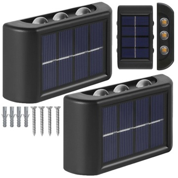 2x KINKIET SOLARNY ŚCIENNA LAMPA SOLARNA OGRODOWE LAMPKI CZUJNIK ZMIERZCHU