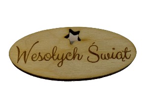 Drewniane plakietka z napisem Wesołych Świąt w.2