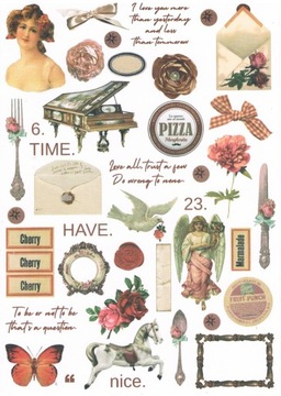 ARKUSZ Z KLEJEM SCRAPBOOKING 24x17CM VINTAGE