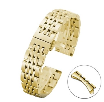 21 mm Bransoleta zegarka Złota Stal Pełne Ogniwa
