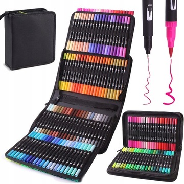 120 PRO MARKERY AKWARELOWE WODNE DWUSTRONNE PISAKI+BAG