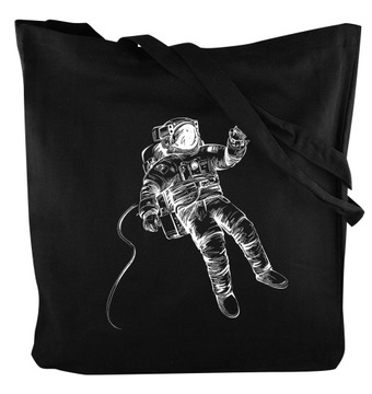 Torba zakupowa MOON kosmonauta czarna GRUBA