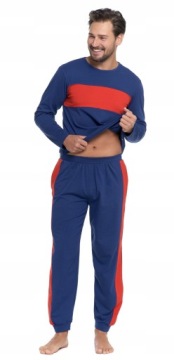МУЖСКАЯ ХЛОПКОВАЯ ПИЖАМА ИЗ ДВУХ ЧАСТЕЙ, С ДЛИННЫМ РУКАВОМ, УДОБНЫЕ БРЮКИ MORAJ, XXL