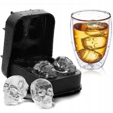 Forma do kostek lodu lód do drinków foremka do lodu silikon czaszki 3D XL
