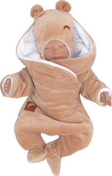 Детский бархатный зимний комбинезон, бежевый 68