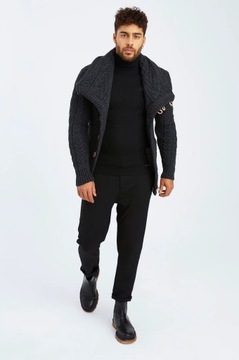 Leif Nelson Свитер с шалевым воротником Антрацитовый