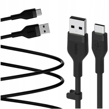 Belkin Kabel Boost Flex USB-A do USB-C 3m Elastyczny Silikonowy Z klipsem