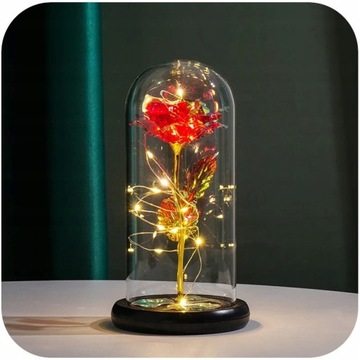 ВЕЧНАЯ РОЗА В СТЕКЛЯННОЙ КОРОБКЕ, СВЕТЯЩАЯСЯ, ИДЕЯ ПОДАРКА НА ЖЕНСКИЙ ДЕНЬ ДЛЯ НЕЕ