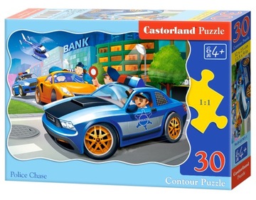 Puzzle dla 4 latka 4+ Policja pościg auto policyjne prosta łatwa układanka