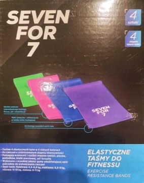 SEVEN FOR 7 4 ELASTYCZNE TAŚMY DO FITNESU PILATES ROZCIĄGANIE kolorowe