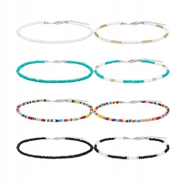 ZESTAW 8SZT REGULOWANY NASZYJNIK CHOKER BOHO