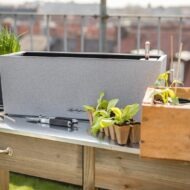 Цветочный горшок BALCONERA Stone 40 серый камень Lechuza, балконный ящик