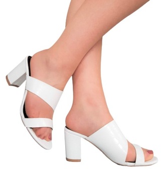 ELEGANCKIE BIAŁE BUTY KLAPKI KROKODYL SŁUPEK 37