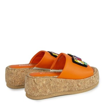 BOCCATO 0137-163.21 ОРАНЖЕВЫЕ КОЖАНЫЕ ТАПОЧКИ С ДЕКОРОМ 37