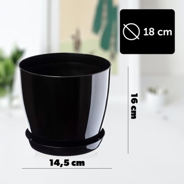 DONICZKA Z PODSTAWKĄ DONICA OSŁONKA 18cm CZARNA