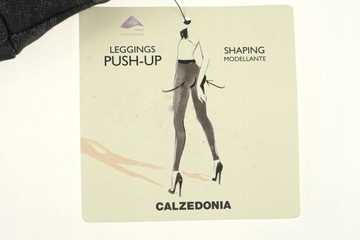 CALZEDONIA PUSH-UP KLASYCZNE LEGGINSY SZARY MELANŻ GRAFIT SZEROKI PAS S/36