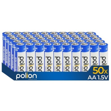 50x Baterie Polion AA / paluszek 1,5V LR6 Ultra Alkaline do pilota 50 szt