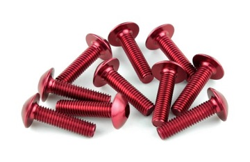 ŚRUBA OWIEWKI M5 ALUMINIOWA CZERWONA ŚRUBY 10SZT.