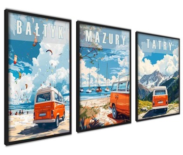 Plakaty Bałtyk Mazury Tatry Vintage Van Kamping Podróże Obrazy Z Ramami A4