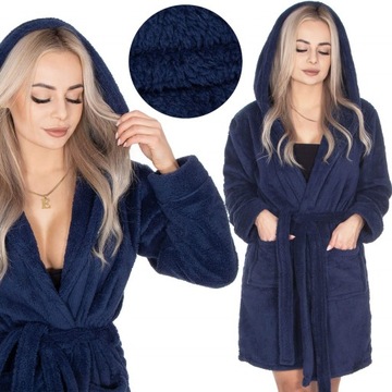 ХАЛАТ ЖЕНСКИЙ ТЕПЛЫЙ С КАПЮШОНОМ R.S/M, ЗАВЯЗЫВАЕМЫЙ НА ТАЛИИ, ТОЛСТЫЙ, ДЛИННЫЙ, МЯГКИЙ