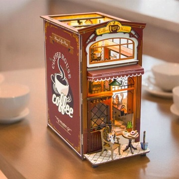 Miniaturowy domek Book Nook DIY Śniadanie na mieście Kawa Poranek Model