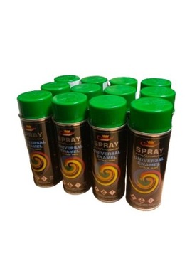 FARBA 12 szt LAKIER SPRAY EMALIA 400ml RAL 6002 ZIELONY