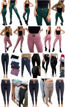 LEGGINSY ZŁOTE JASKÓŁKI PRĄŻKOWANE GETRY PINKO XL