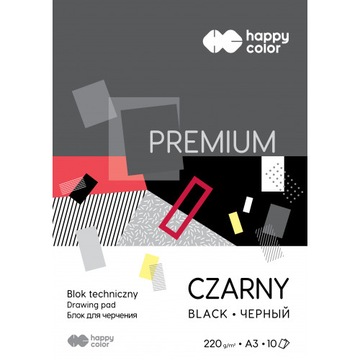 Blok techniczny A3 czarny 10 kartek HAPPY COLOR
