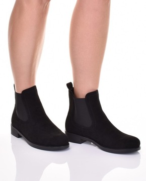 ЭЛЕГАНТНЫЕ ЧЕРНЫЕ ЗАМШЕВЫЕ БОТИНКИ ВЕСЕННЯЯ НИЗКАЯ ЖЕНСКАЯ ОБУВЬ