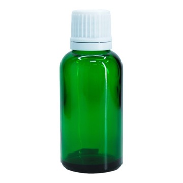 Butelka szklana 30 ml zielona z nakrętką białą