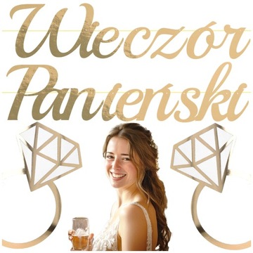 Wieczór Panieński Baner Duży Dekoracja Z Pierścionkami Girlanda Panieński