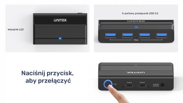KVM-переключатель Unitek H1310A, 4 порта USB, 5 Гбит/с, активный