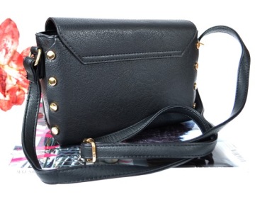 СУМКА MESSAGE ЖЕНСКАЯ, с заклепками, ЧЕРНАЯ