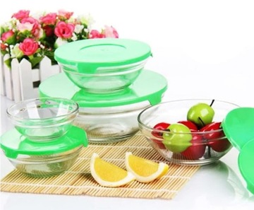 НАБОР КУХОННЫХ МИСШЕК С КРЫШКАМИ, СТЕКЛЯННЫХ КОНТЕЙНЕРОВ, 5 шт.