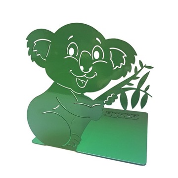 Podpórka do książek Zielona Koala, metalowa, stabilna podpórka dziecięca