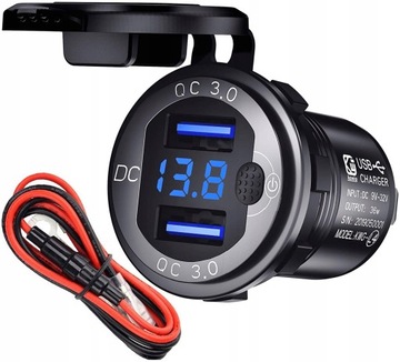 АВТОМОБИЛЬНОЕ ЗАРЯДНОЕ УСТРОЙСТВО ВОЛЬТМЕТР 3А 2X USB QC 3.0