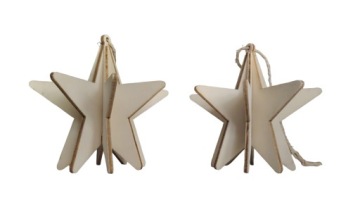 Рождественская елка звезда орнамент деревянный кулон 2шт