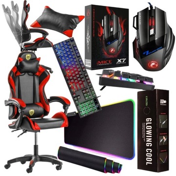 FOTEL KRZESŁO ZESTAW GAMINGOWY1 DLA GRACZA RGB