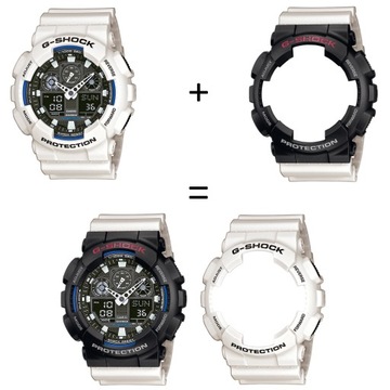 ZESTAW G-SHOCK GA-100B-7AER CZARNY BIAŁY