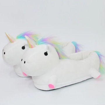 ТАПОЧКИ БЕЛЫЕ ЕДИНОРОГИ В ПОДАРОК, СВЕТЯЩИЕСЯ, ТАПОЧКИ ЖЕНСКИЕ, ДЕВОЧКЕ