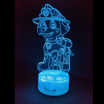 НОЧНОЙ ЛАМПА PAW PATROL MARSHALL 3D LED + ПУЛЬТ ПУЛЬТА