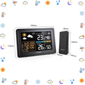 БЕСПРОВОДНАЯ ПОГОДНАЯ СТАНЦИЯ ГИГРОМЕТР НАРУЖНЫЙ ТЕРМОМЕТР ДАТЧИК ПОГОДЫ
