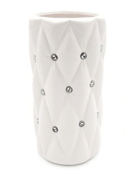 WAZON NA KWIATY CERAMICZNY Z KRYSZTAŁKAMI BIAŁY GLAMOUR