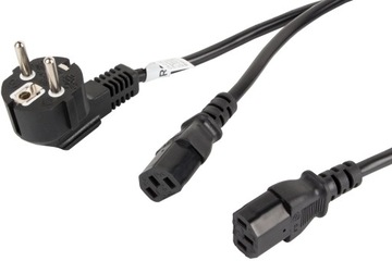 Kabel Lanberg 2m zasilający typu Y rozdzielacz 2x IEC 320 C13 VDE PODWÓJNY