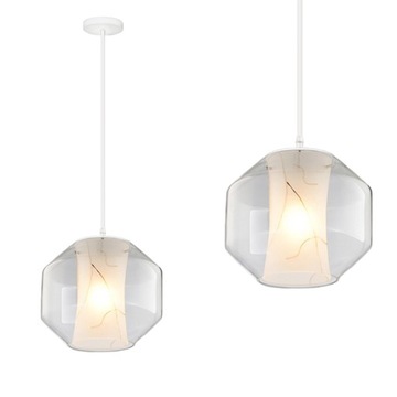 LAMPA SUFITOWA WISZĄCA KULA SZKLANA MARBLE BIAŁA