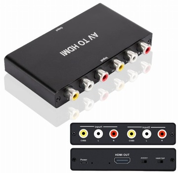 Переключатель адаптера-конвертера с аналогового 2x AV RCA CVBS на цифровой HDMI