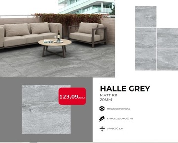 gres 60/60 gruby 2 cm halle grey gat.1